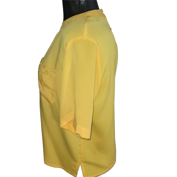 Vintage 90's Yellow Short Sleeve Top with Pocket 8 - Picture 4 of 6
